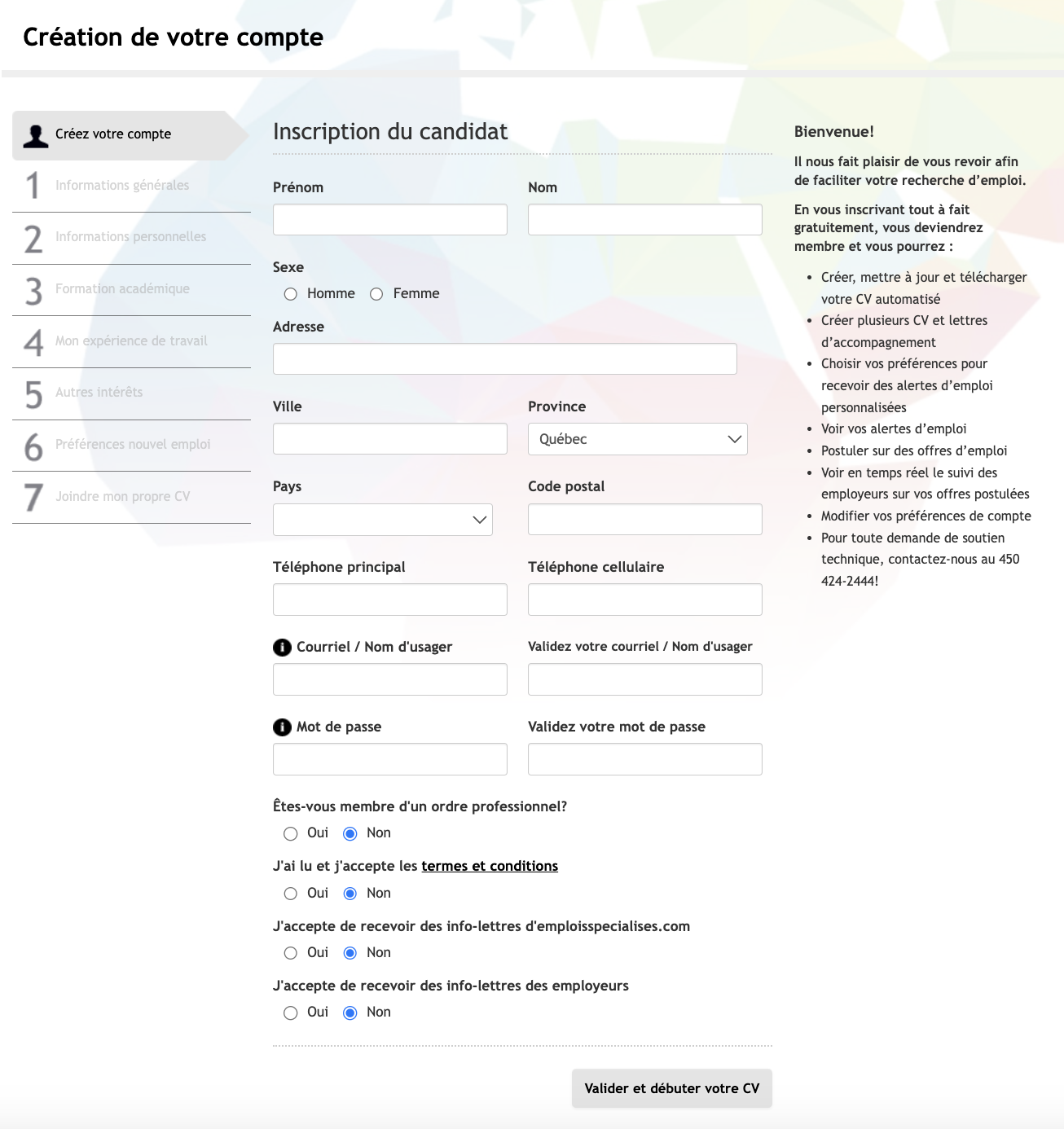 Remplir son CV automatisé sur emploistransportlogistique.com